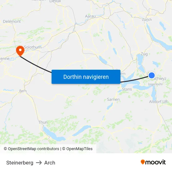 Steinerberg to Arch map