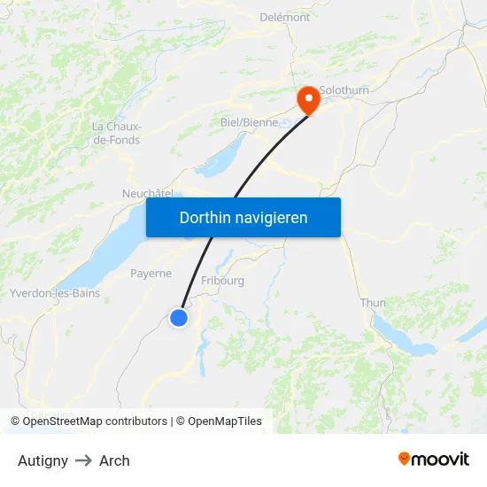 Autigny to Arch map