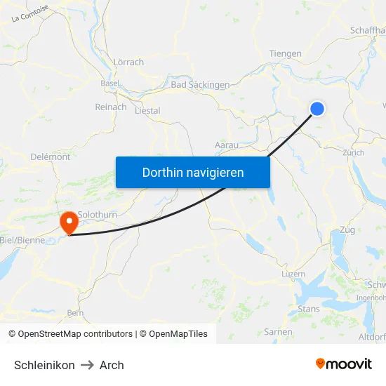 Schleinikon to Arch map