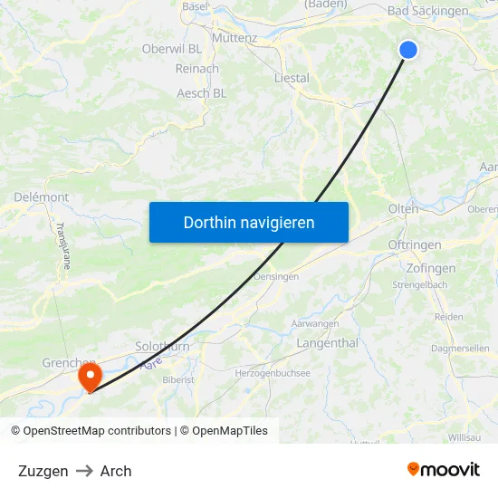 Zuzgen to Arch map