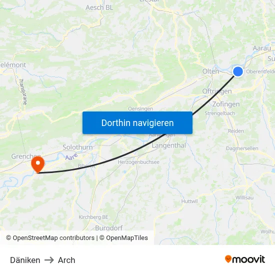 Däniken to Arch map