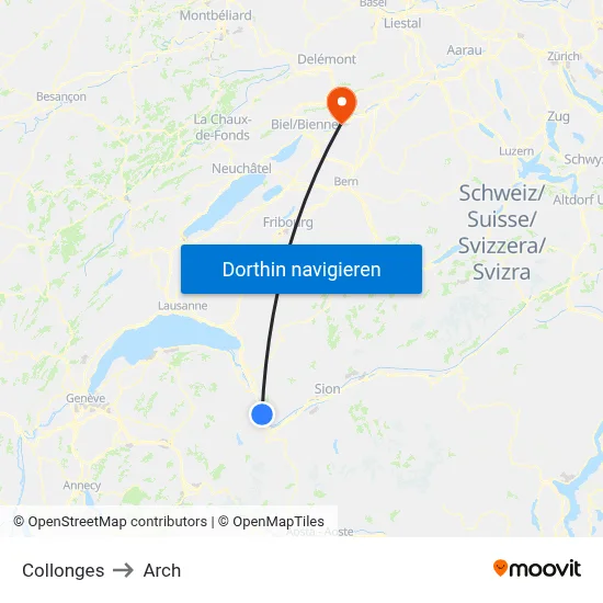 Collonges to Arch map