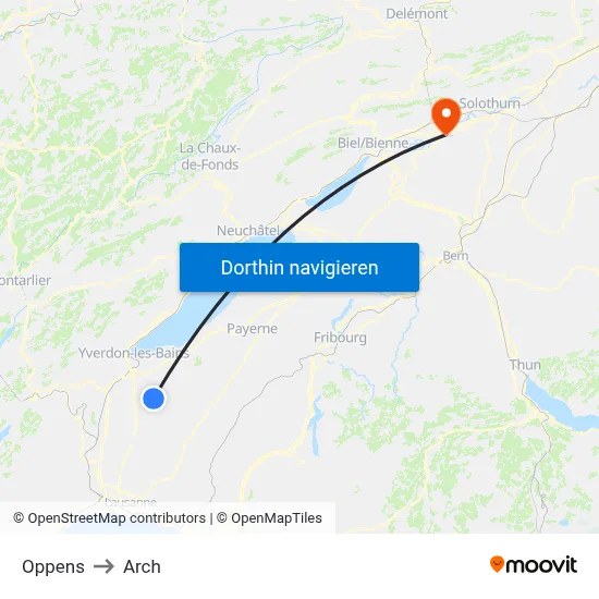 Oppens to Arch map
