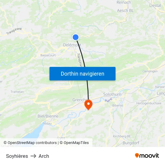 Soyhières to Arch map