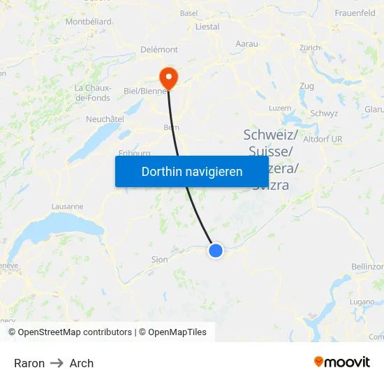 Raron to Arch map
