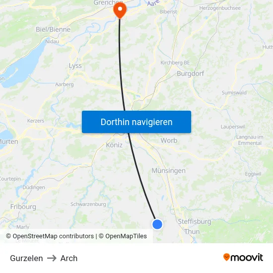 Gurzelen to Arch map