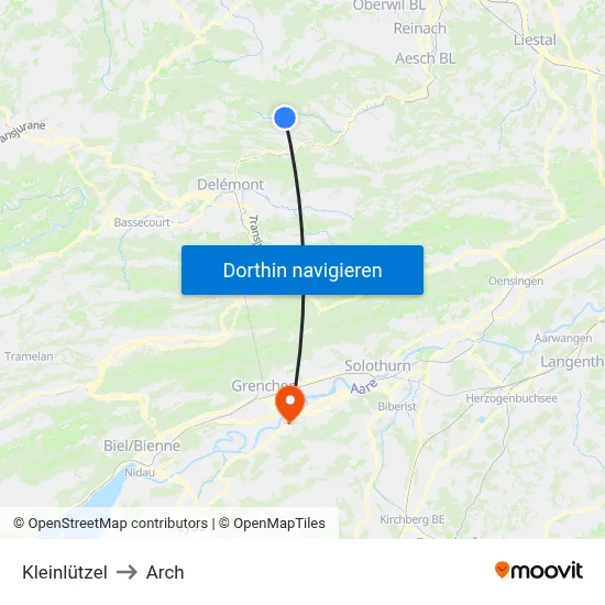 Kleinlützel to Arch map