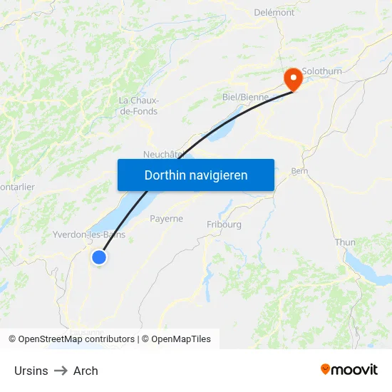 Ursins to Arch map