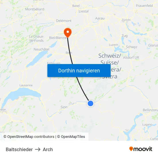 Baltschieder to Arch map