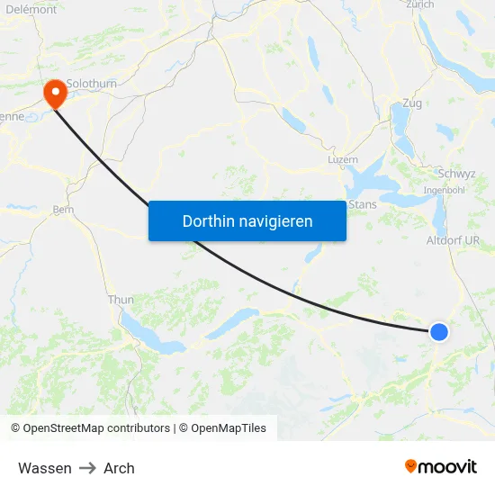 Wassen to Arch map