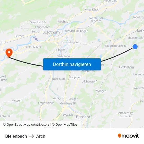 Bleienbach to Arch map
