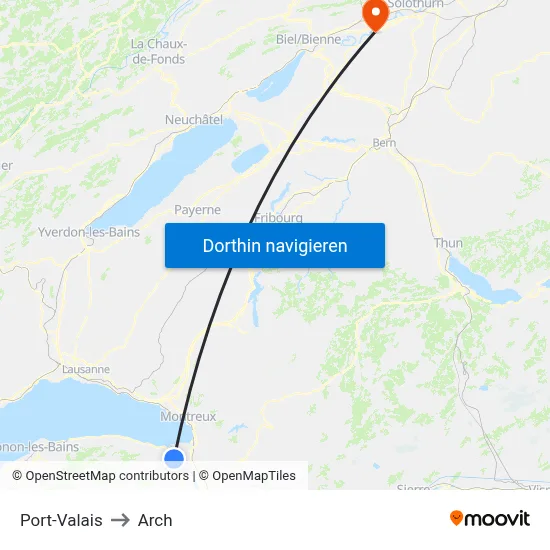 Port-Valais to Arch map