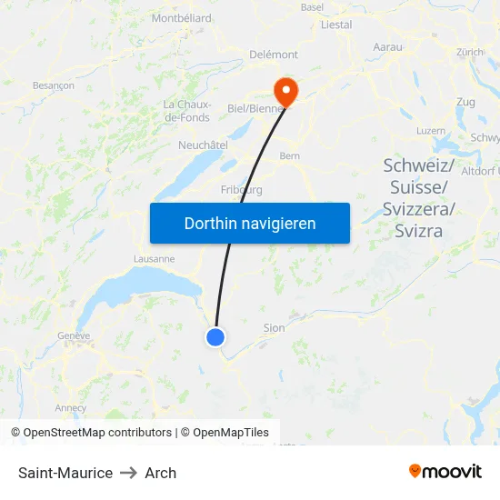 Saint-Maurice to Arch map
