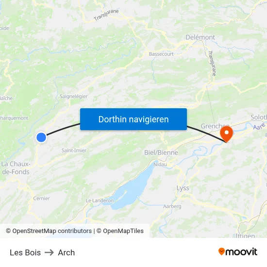 Les Bois to Arch map