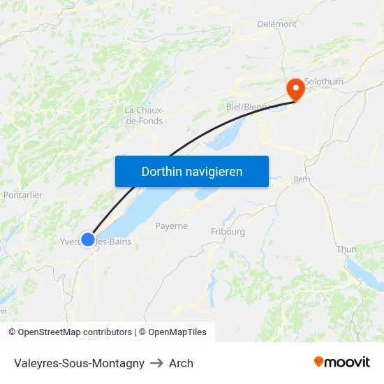 Valeyres-Sous-Montagny to Arch map