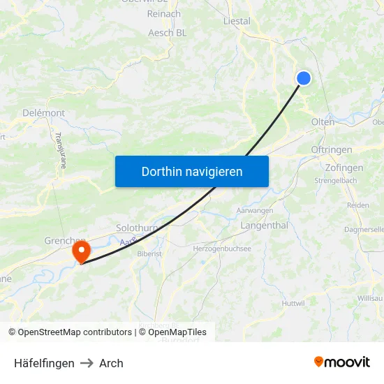 Häfelfingen to Arch map