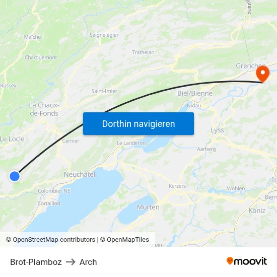 Brot-Plamboz to Arch map