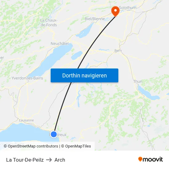 La Tour-De-Peilz to Arch map