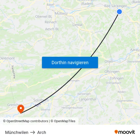 Münchwilen to Arch map