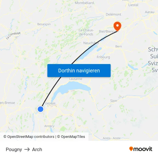 Pougny to Arch map