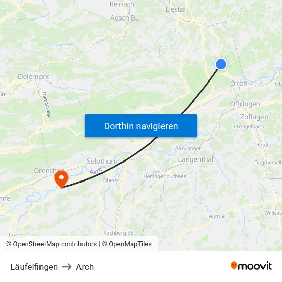 Läufelfingen to Arch map