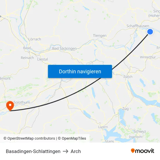 Basadingen-Schlattingen to Arch map