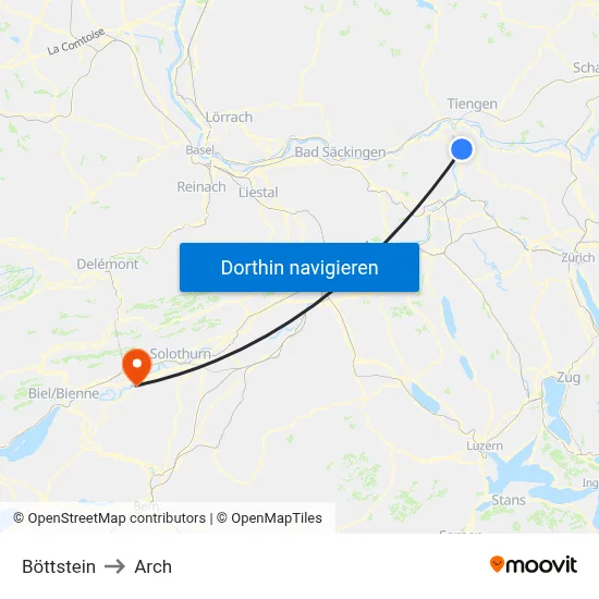Böttstein to Arch map