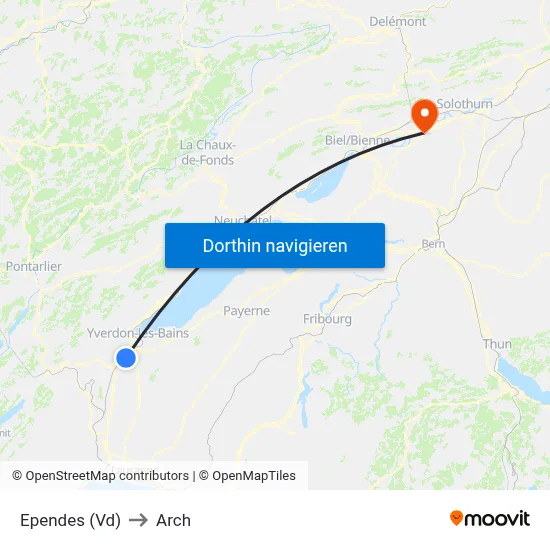 Ependes (Vd) to Arch map