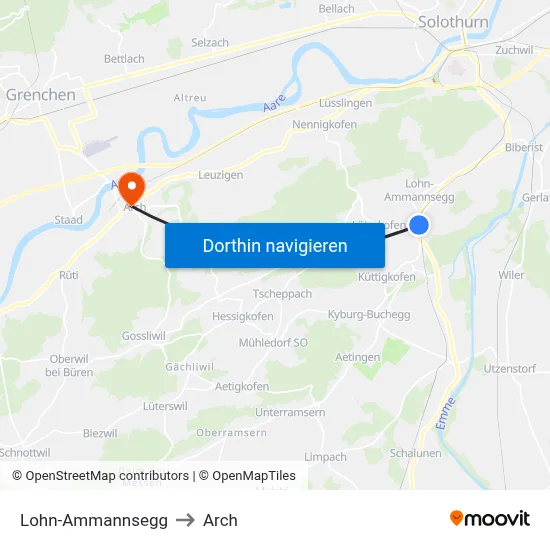 Lohn-Ammannsegg to Arch map