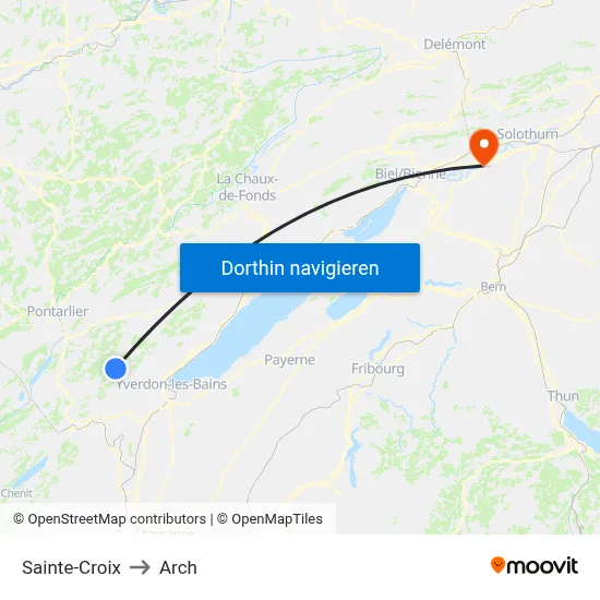 Sainte-Croix to Arch map