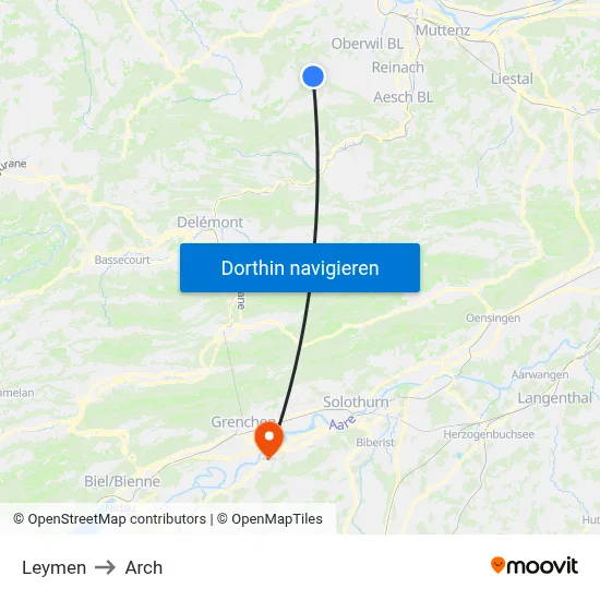 Leymen to Arch map