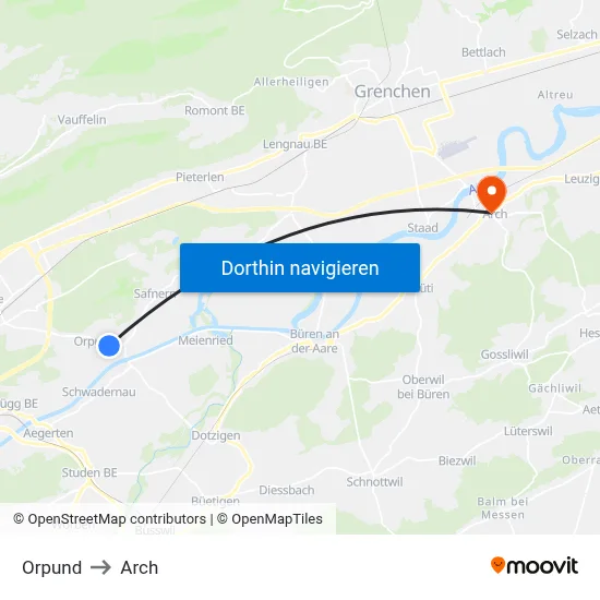 Orpund to Arch map