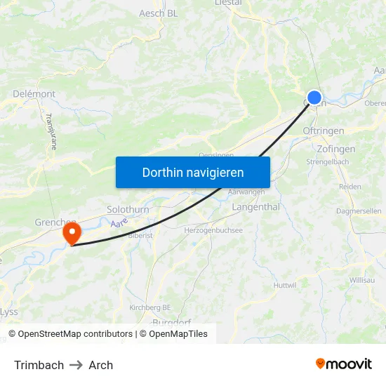Trimbach to Arch map