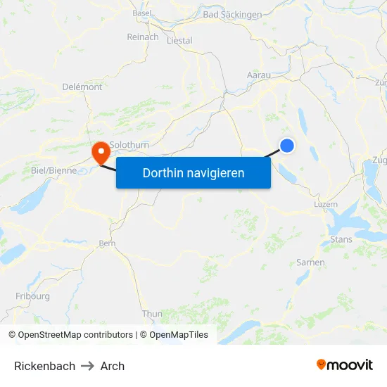 Rickenbach to Arch map