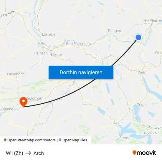 Wil (Zh) to Arch map