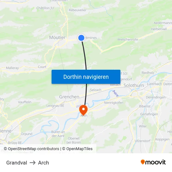 Grandval to Arch map