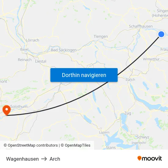 Wagenhausen to Arch map