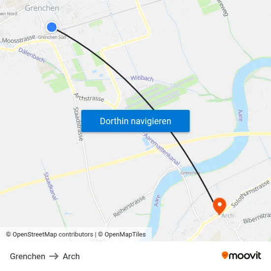 Grenchen to Arch map