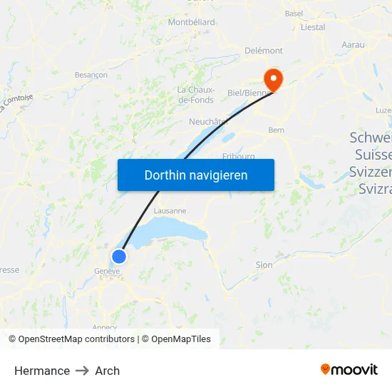 Hermance to Arch map