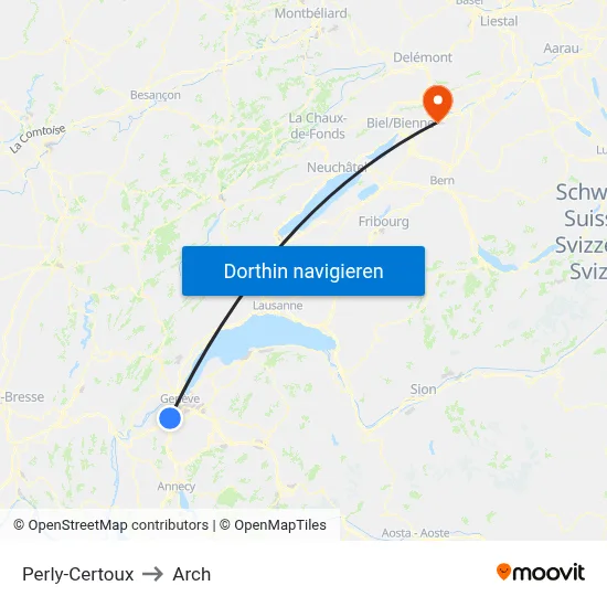 Perly-Certoux to Arch map