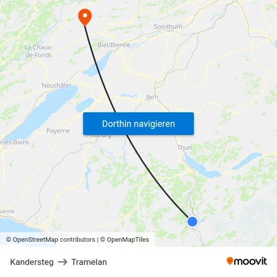 Kandersteg to Tramelan map