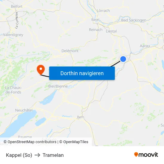Kappel (So) to Tramelan map