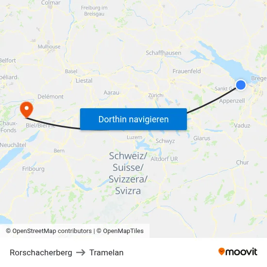 Rorschacherberg to Tramelan map