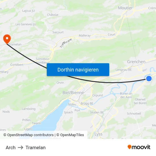 Arch to Tramelan map