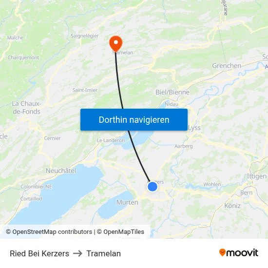 Ried Bei Kerzers to Tramelan map