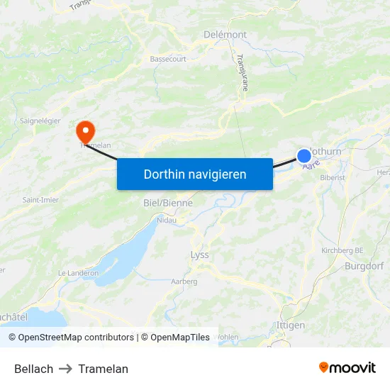 Bellach to Tramelan map