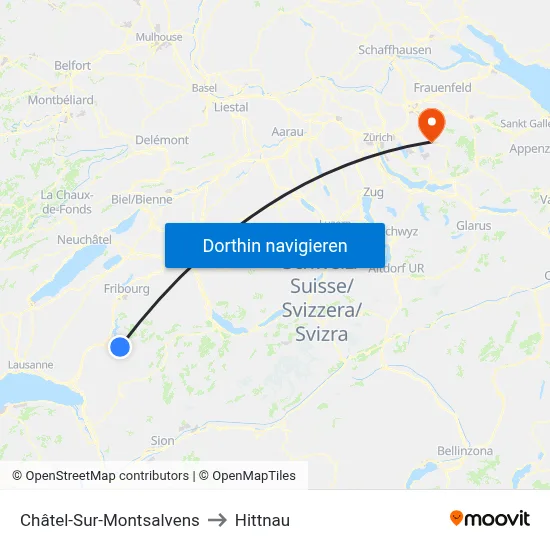 Châtel-Sur-Montsalvens to Hittnau map
