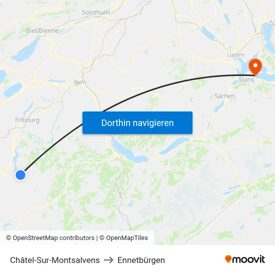 Châtel-Sur-Montsalvens to Ennetbürgen map