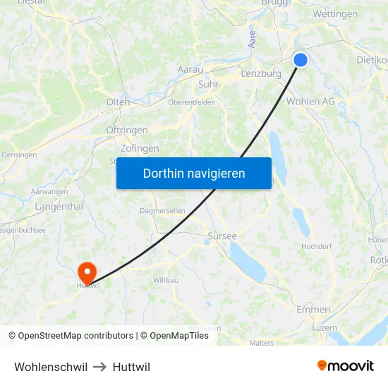 Wohlenschwil to Huttwil map