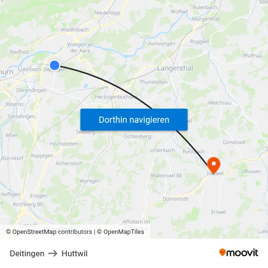 Deitingen to Huttwil map